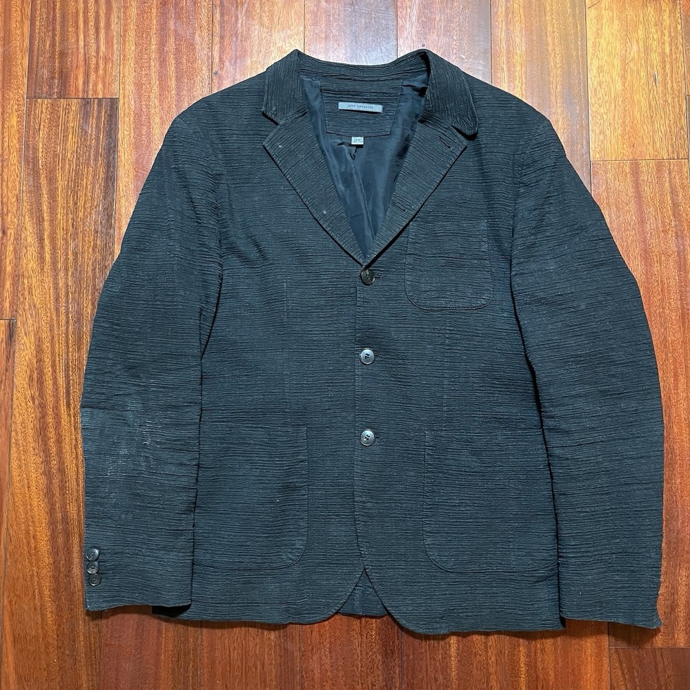 John Varvatos Collection Blazer Mens 52 Textured Italy Sheep Skin Linen Jacket *